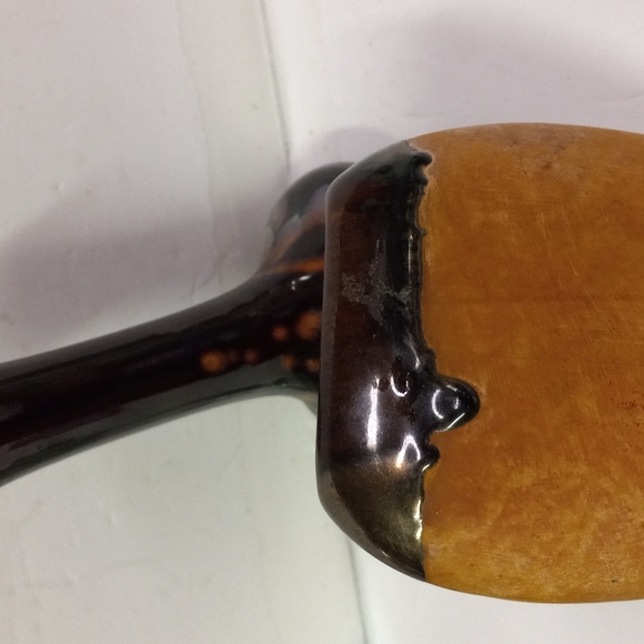 2 Vintage Dripping Glaze Vases Porcelain Ceramic Pottery Brown Tan Collectibles - Picture 9 of 10